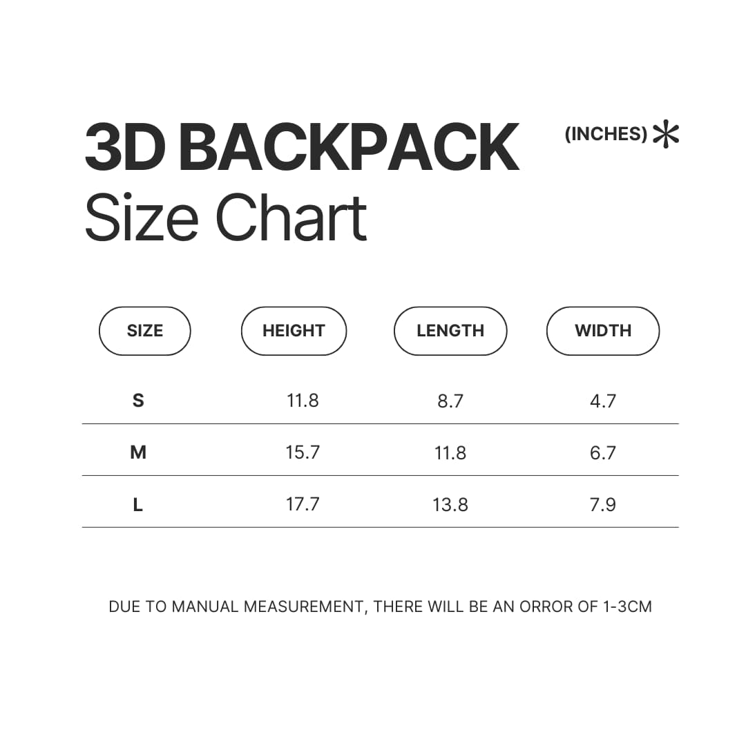 3D Backpack Size Chart - Monster Hunter UK Shop