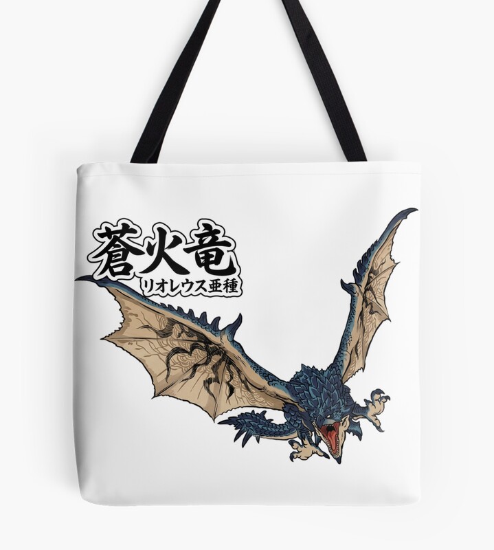 Azure Rathalos The Azure Fire Wyvern Tote Bag
