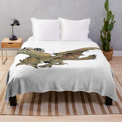 Rathian Female Fire Wyvern Throw Blanket
