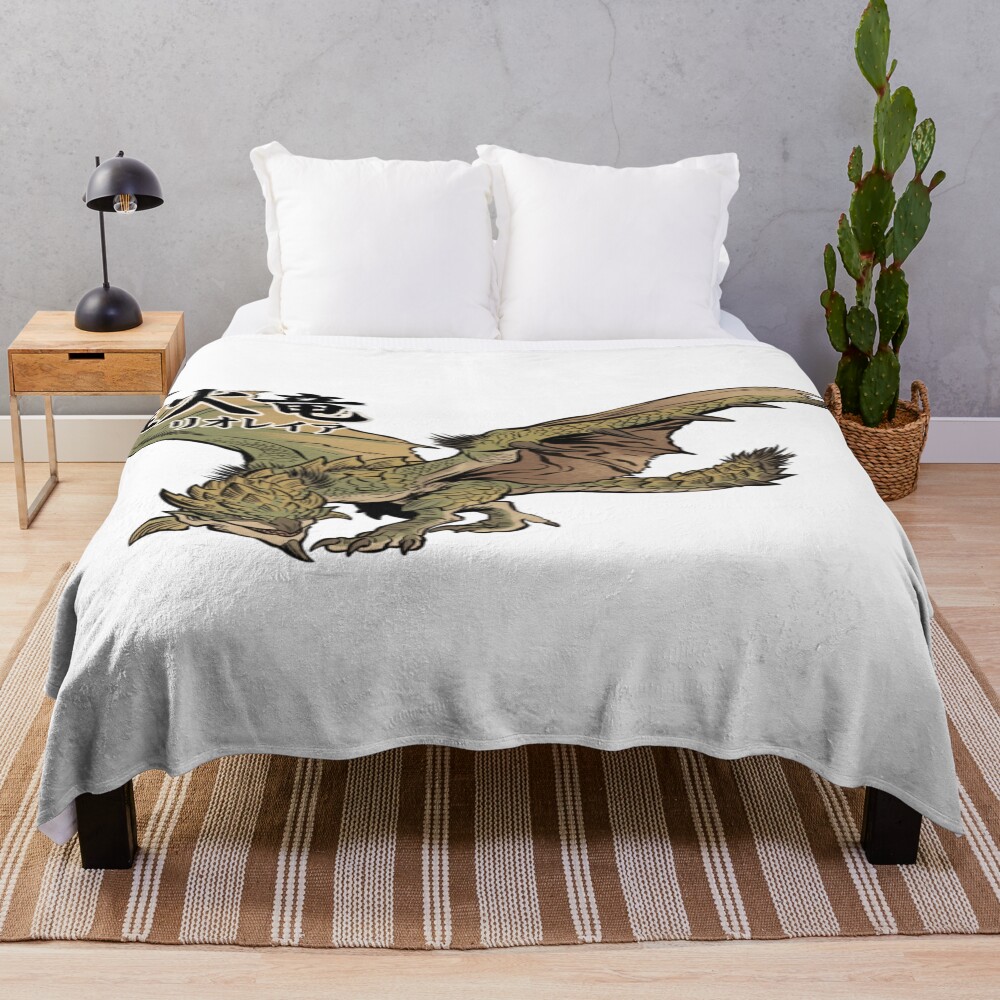 Rathian Female Fire Wyvern Throw Blanket