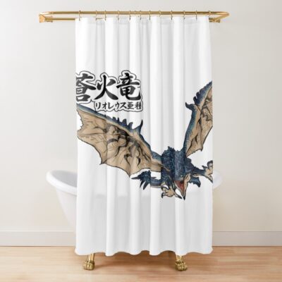 Azure Rathalos The Azure Fire Wyvern Shower Curtain