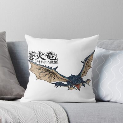 Azure Rathalos The Azure Fire Wyvern Throw Pillow